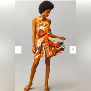 Hutch Halter Pleated Swing Mini Dress